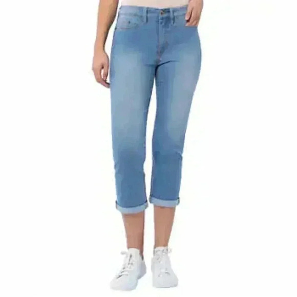 Santana Jeans Blue Cropped Stretch Denim Women's Size  8 Capri Light Wash - Picture 1 of 12